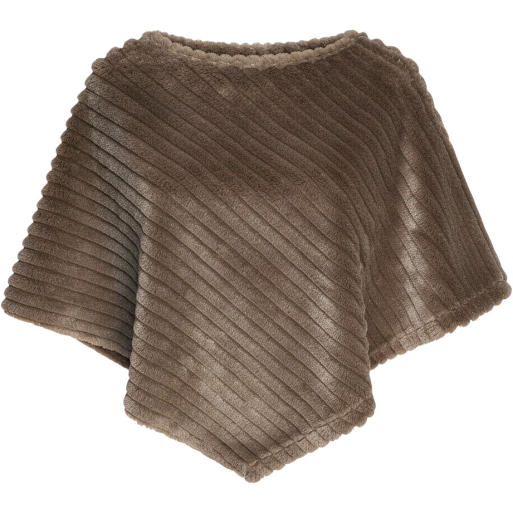 Black Rivet Brown Faux Fur Ribbed Poncho Wrap Sz S/M